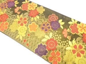 アンティーク　桜に麻の葉模様織り出し袋帯（材料）